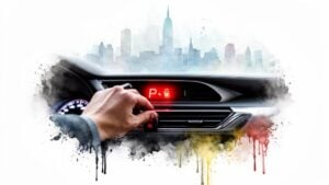 parking brake light on car dashboard