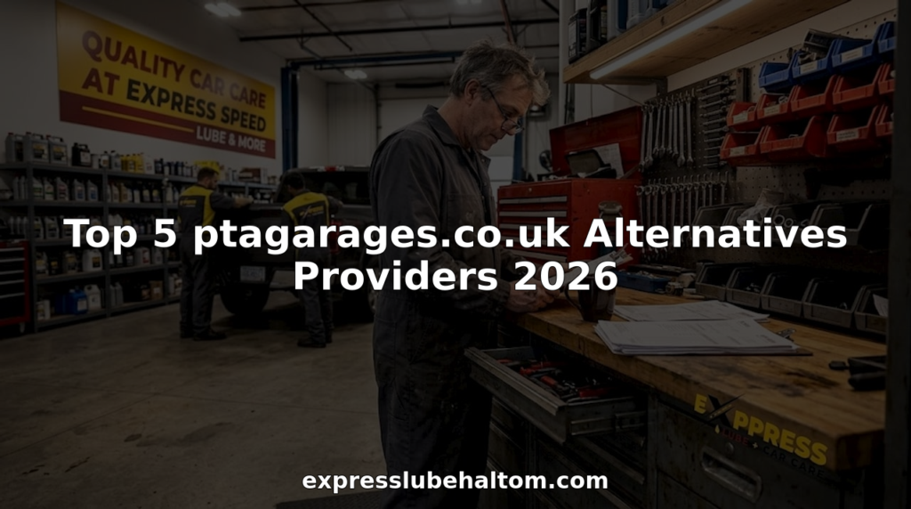 Garage manager checking service paperwork in busy workshop