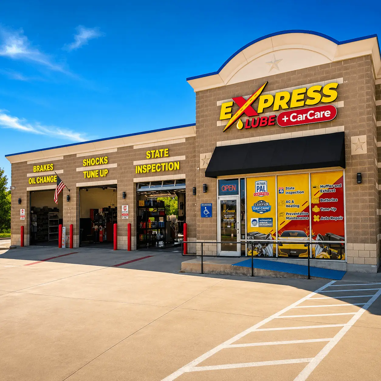 State-of-the-art auto repair facility at Express Lube & Car Care in Haltom City, TX