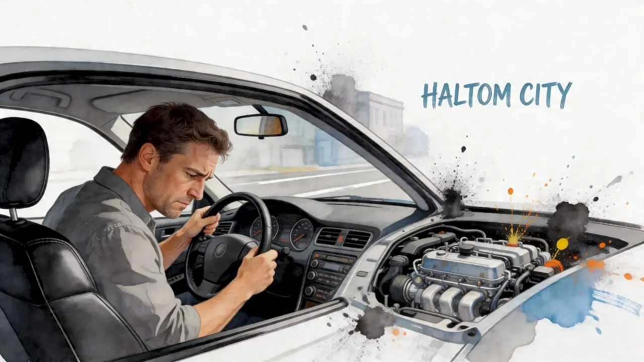 Fuel Pump Replacement – Express Lube Haltom Broken car illustrating fuel pump failure and replacement service in Haltom City, TX
