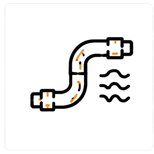 Black winding road map with orange markers and curves