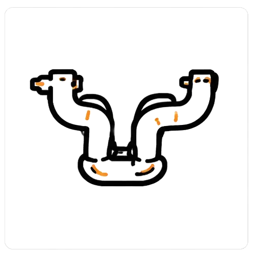 Black stylized reindeer antlers with orange accents