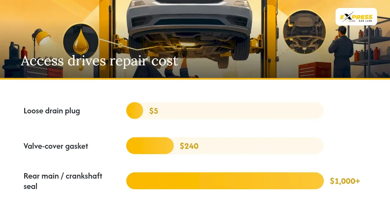 Oil Leak Repair Cost by Source: What Drives the Bill — overview diagram
