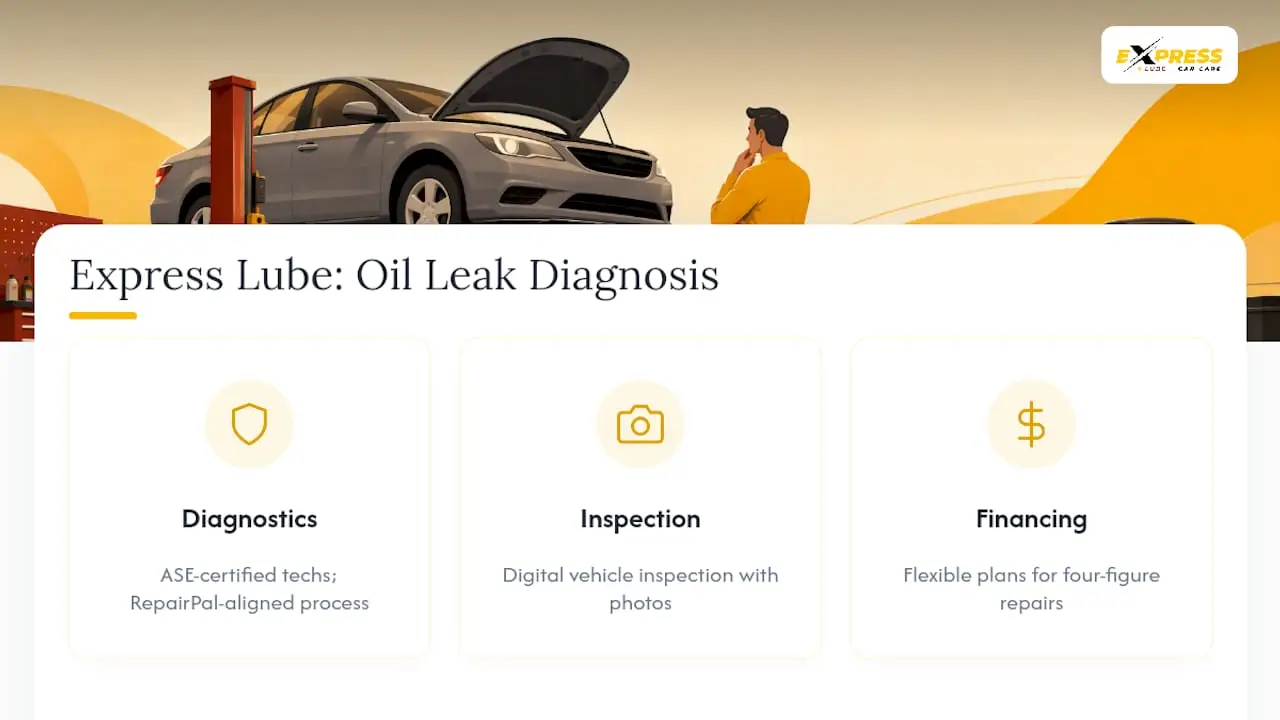 The Express Lube & Car Care Take on Oil Leak Diagnosis — overview diagram