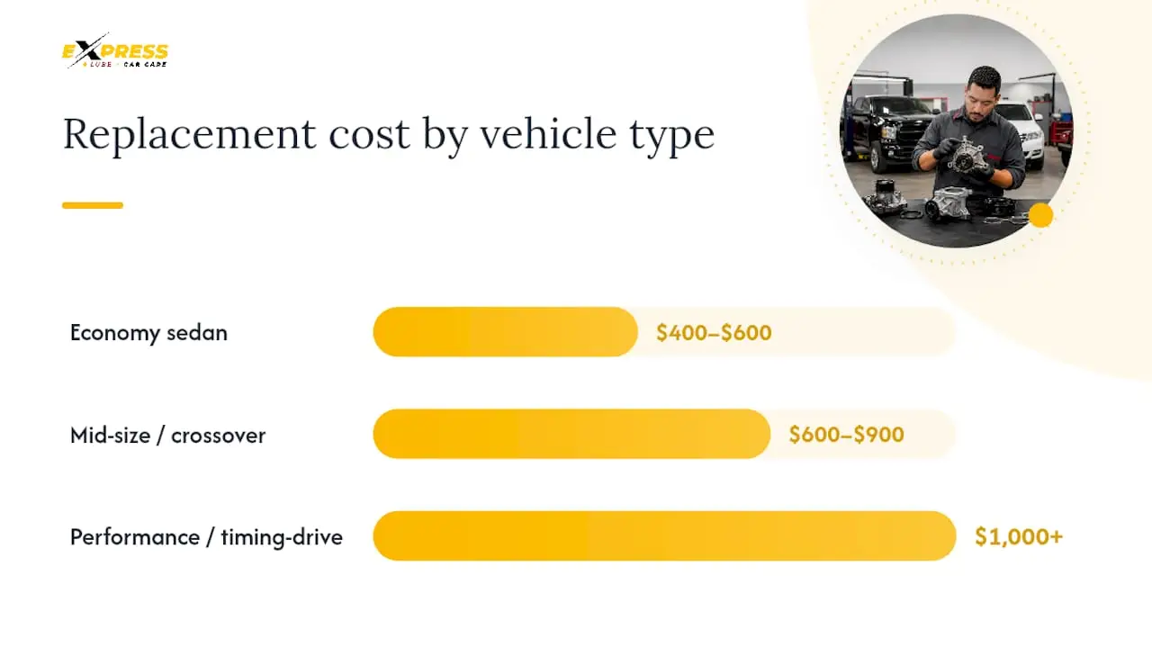 Water pump costs by vehicle type