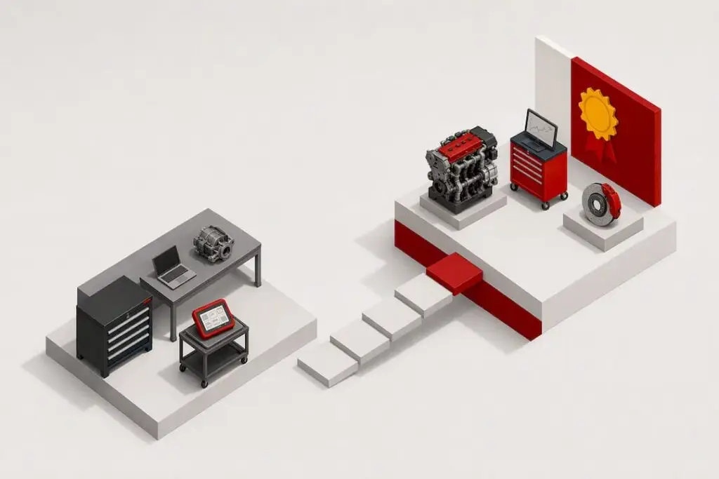 Isometric illustration of certification career growth
