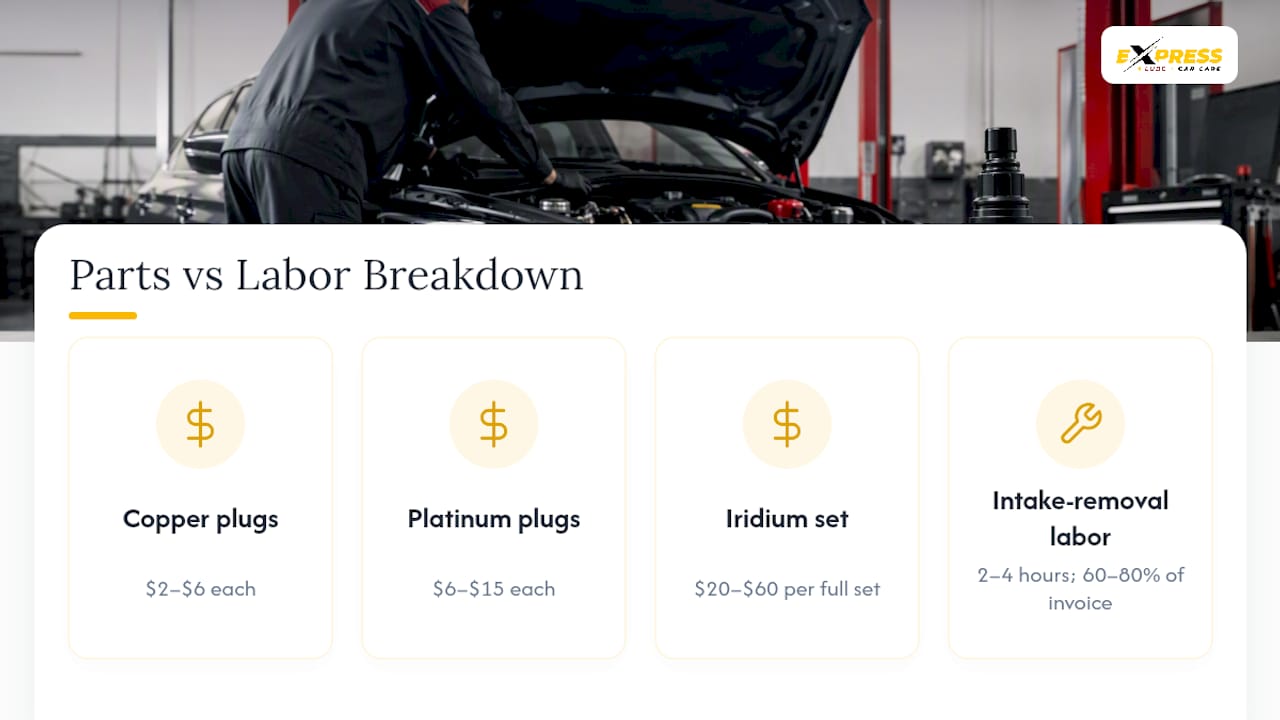 Spark plug parts and labor cost ranges