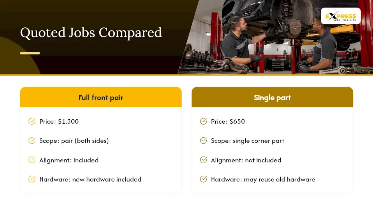 Comparison of suspension repair quote scopes