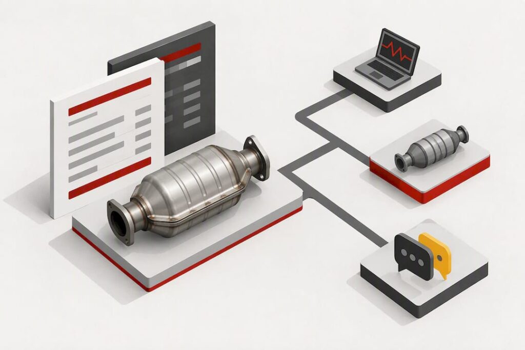 Abstract catalytic converter budget planning title card