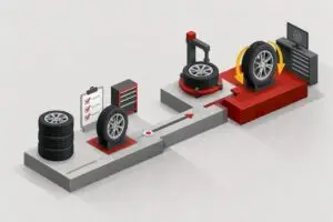 Isometric tire service cost title card