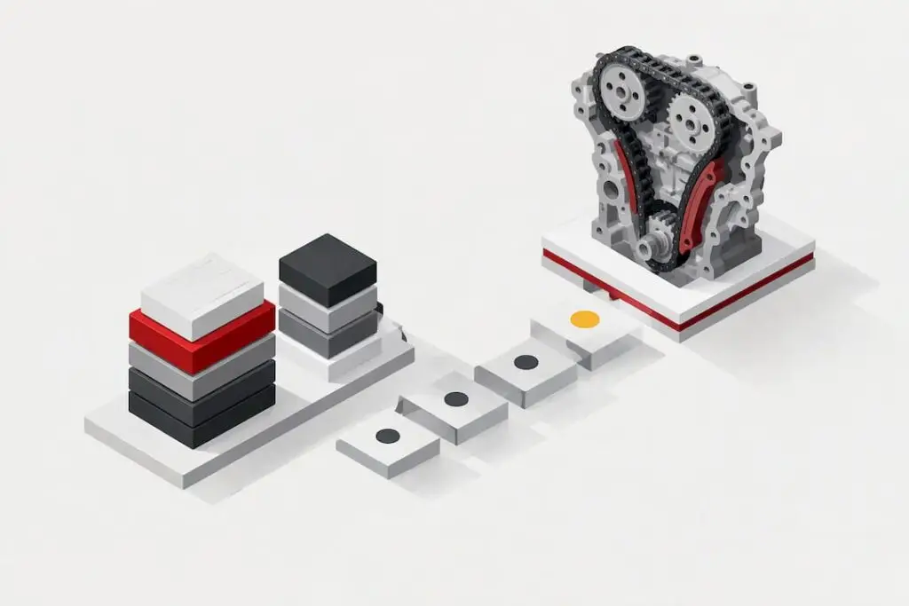 Isometric timing chain repair cost illustration