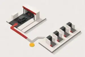 Isometric illustration of service appointment paths