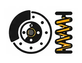 Brake disc and yellow coil spring icon