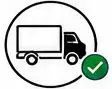 Delivery truck icon with green checkmark
