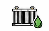 Radiator icon with green water droplet
