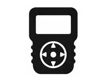 Black handheld remote control icon with circular directional pad