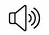 Black speaker volume icon with sound waves
