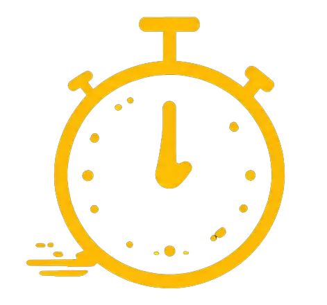 Yellow stopwatch icon with motion streaks