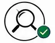 Magnifying glass icon with green checkmark