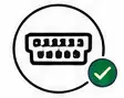 Keyboard icon inside circle with green check mark.