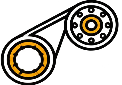 Glowing orange bearings on dark mechanical background