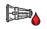 Medical instrument icon beside a red blood droplet