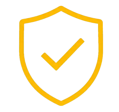 Yellow shield with check mark icon
