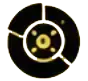 Black and gold circular film reel icon