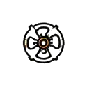 Pixel-art metallic turbine wheel with orange central hub