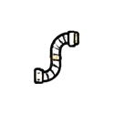 Pixelated S-shaped metal pipe on white background