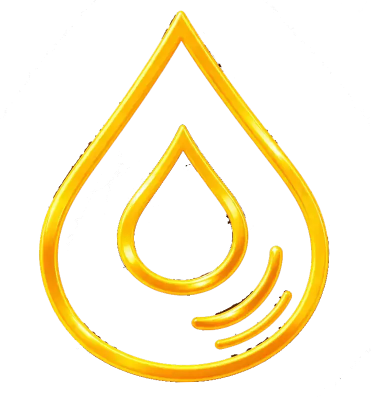 Golden water droplet icon with concentric curved lines
