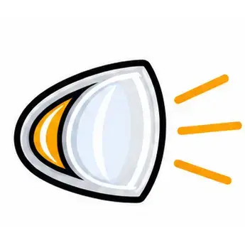 Cartoon car headlight shining orange beams