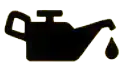 Black oil can silhouette with a dripping oil drop.