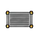 Pixel art car radiator with yellow corner caps