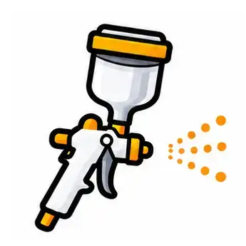 White paint spray gun with orange accents