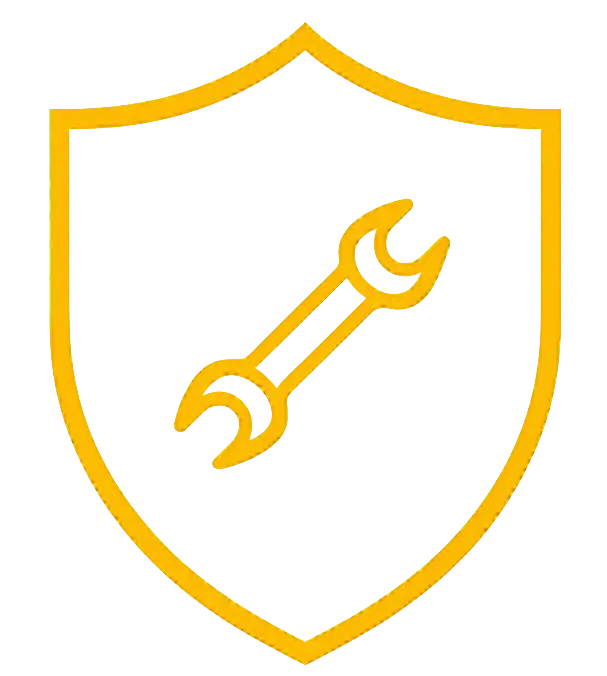 Gold shield with crossed wrench icon