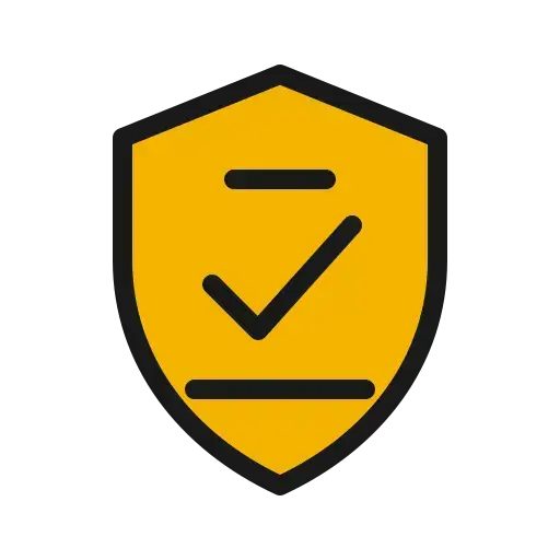 Yellow shield icon with black checkmark