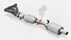 Abstract exhaust path with a highlighted leak